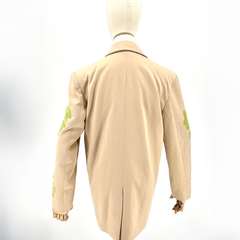 Dhruv Kapoor Beige Neon Green Sequin Tailored Blazer - Picture 5 of 9